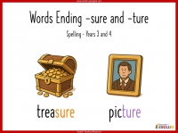 Words Ending -sure and -ture - Years 3 and 4